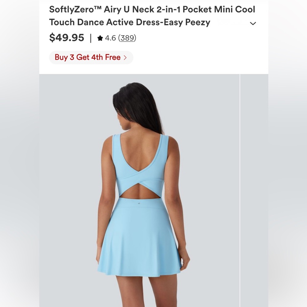 HALARA Light Blue U Neck Mini Dress